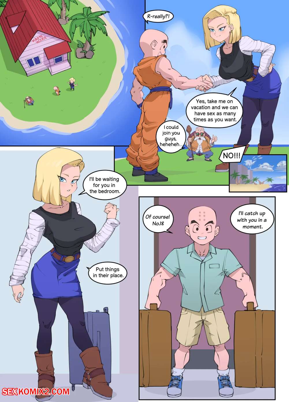 Porn comic Android 18 x Krillin. Dragon Ball. Libixus.
