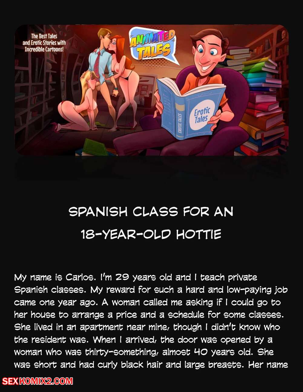 Porn comic Animated Tales. WC TF. SPANISH CLASS FOR AN 18YEAROLD HOTTIE