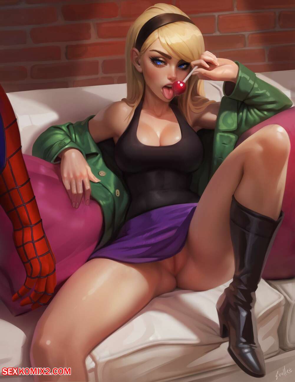 Porn comic Gwen welcomes Peter home. Spider Man. Evulchibi