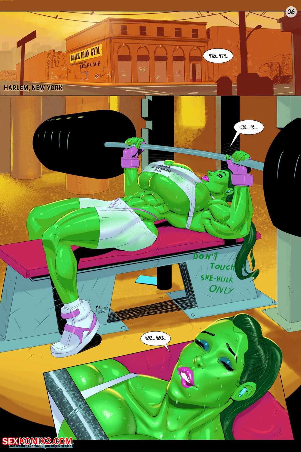 Porn comic SheHulk Pumping Iron. MeinFischerArt.
