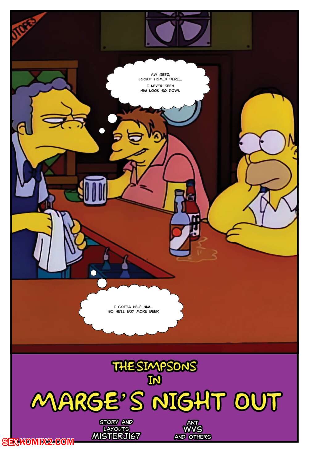 Porn comic The Simpsons. Marges Night Out. MisterJ167
